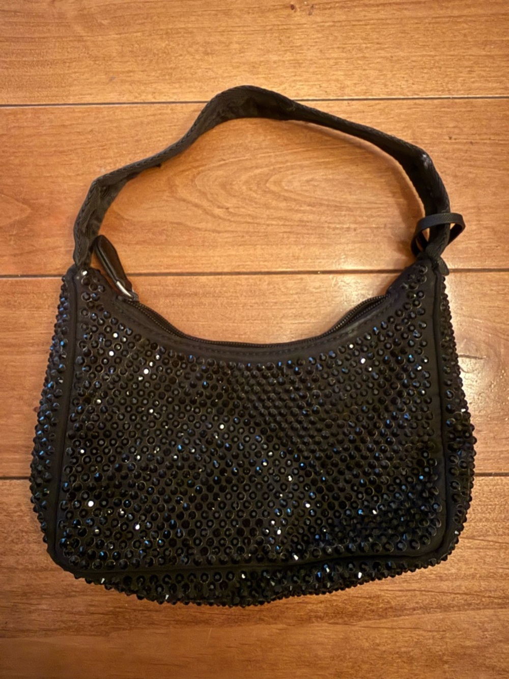 Prada Black Sequin Shoulder Bag with Logo Tag - Picture 2 of 3